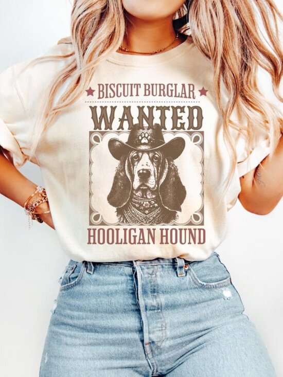 Tops - Western Basset Hound T Shirt, Basset Hound Gift, Funny Dog Shirt